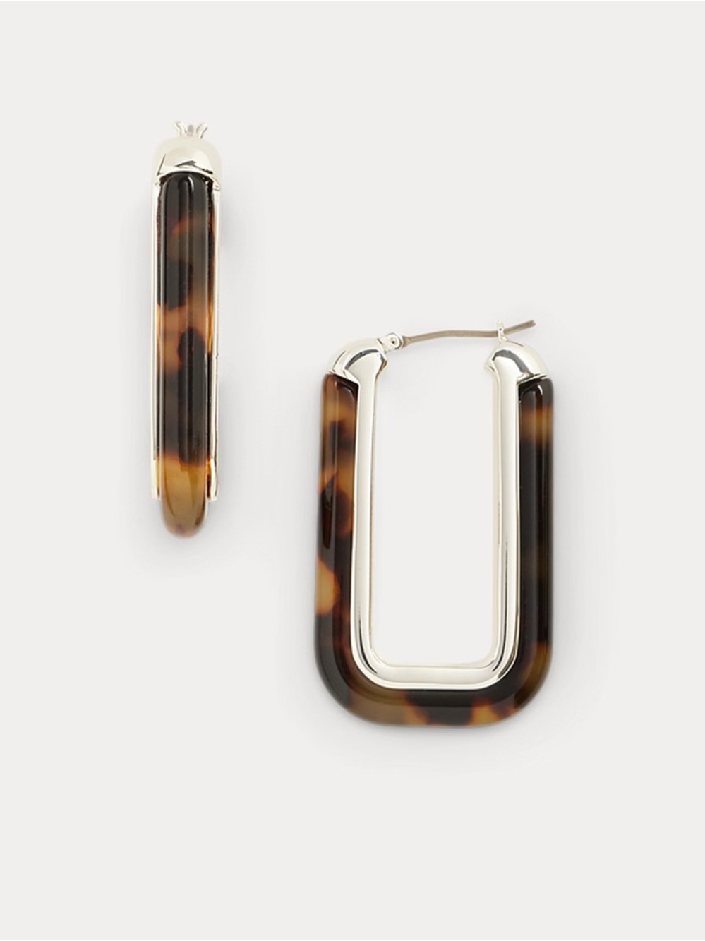 Lauren Ralph Lauren Tortoise-Look Rectangular Hoop earrings NWT